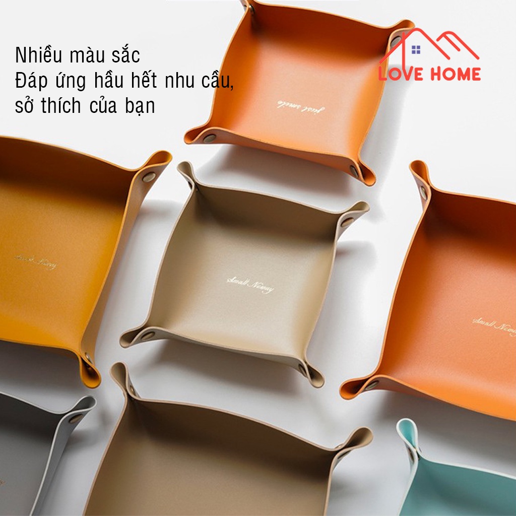 Khay Đựng Đồ Đa Năng Da PU Nhiều Màu- Phong Cách Châu Âu - Lưu Trữ Vật Dụng Nhỏ Như Đồng Hồ, Trang Sức, Chìa Khóa