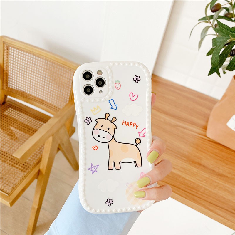 Ốp lưng iphone Hươu Happy viền nổi 3D cong  5/5s/6/6plus/6s/6splus/7/7plus/8/8plus/x/xr/xs/11/12/pro/max/plus/promax | BigBuy360 - bigbuy360.vn