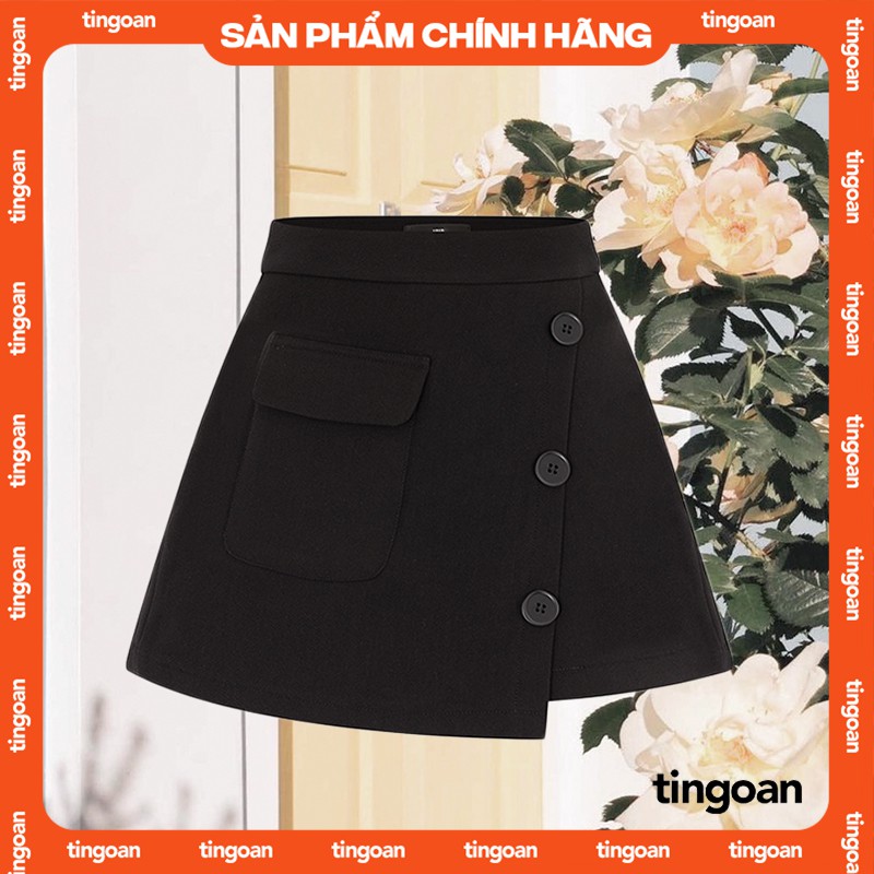 Quần váy cạp cao vạt chéo 3 cúc đen SOFT GLAM SKORT /BL | BigBuy360 - bigbuy360.vn