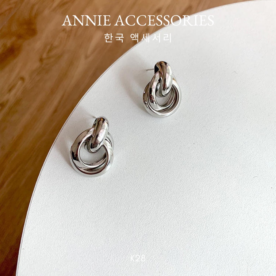 Bông tai tròn xoắn mạ hợp kim cá tính ANNIE - K28