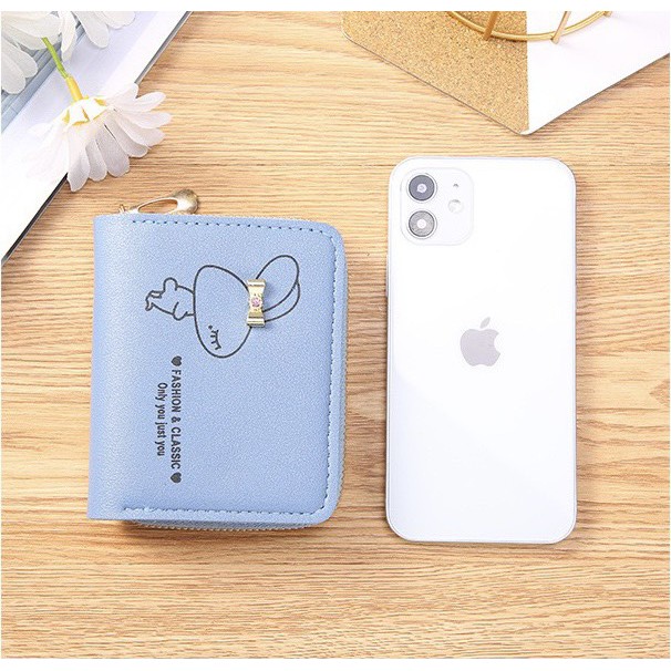 Ví Ngắn Nữ Khóa Bấm Và Kéo FASHION CLASSIC Chú Thỏ Có Nơ Dễ Thương
