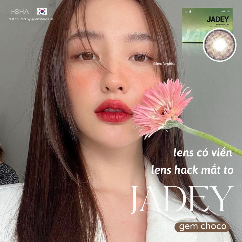 Lens hack mắt to có viền giãn tròng | Kính áp tròng Jadey Gem Choco chính hãng ISHA Made in Korea | Hsd 8-12 tháng