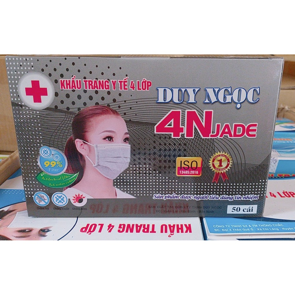 [50 chiếc/1 hộp] KHẨU TRANG Y TẾ 4 LỚP KHÁNG KHUẨN DUY NGỌC HÀNG VIỆT NAM CHẤT LƯƠNG