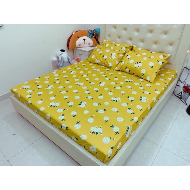 [SALE 99k ] Bộ Ga Gối Cotton Poly Hoa Vàng