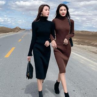 Đầm len cổ lọ tay dài thời trang cho nữ
