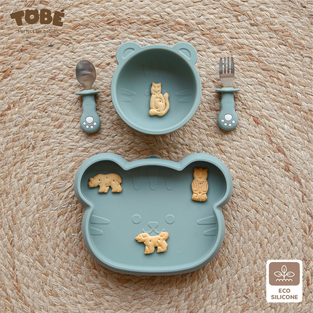 Khay tập ăn dặm Eco Silicone tobe chia 4 ngăn rộng rãi, khoa học cao cấp siêu bền bỉ tiện lợi cho bé 3120 3125