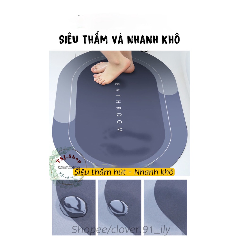 Thảm chùi chân - Thảm Lau chân nhà tắm siêu thấm - Thảm chống trượt nhanh khô