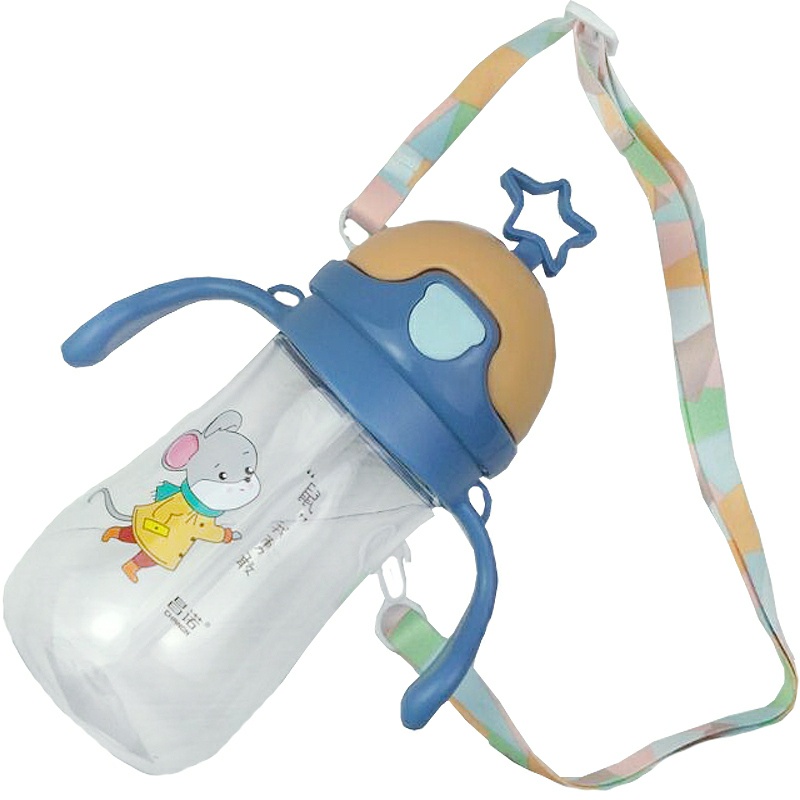Bình nước uống dành cho bé, có tay cầm và dây đeo, hình ngôi sao - dung tích 280ml