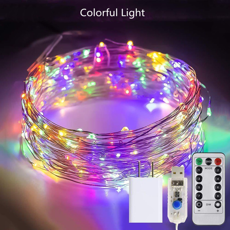 Dây đèn LED Licer điều khiển từ xa 8 chế độ 5m/ 10m/ 20m bằng dây đồng cổng USB tạo ánh sáng thần tiên
