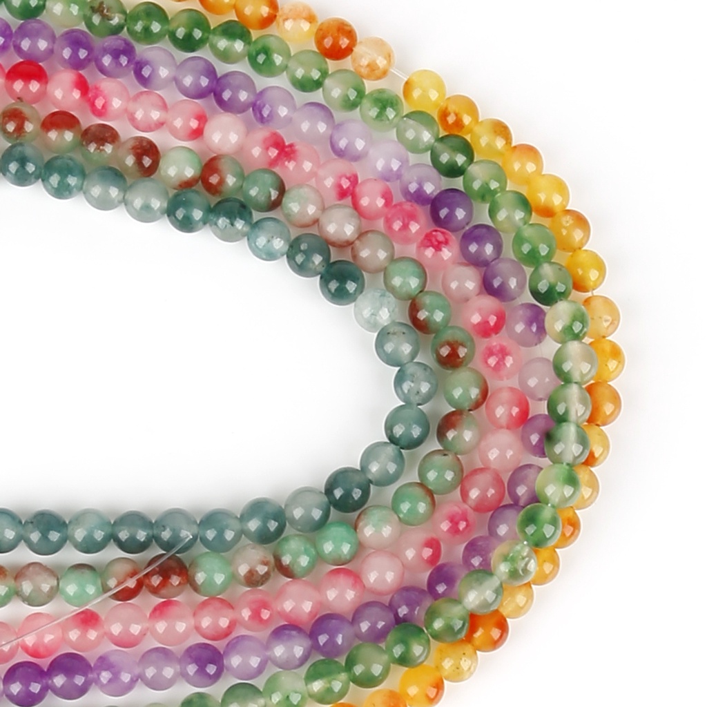 Chuỗi Hạt Đá Ngọc Bích Màu Sắc 6 / 8 / 10mm Dùng Làm Trang Sức diy