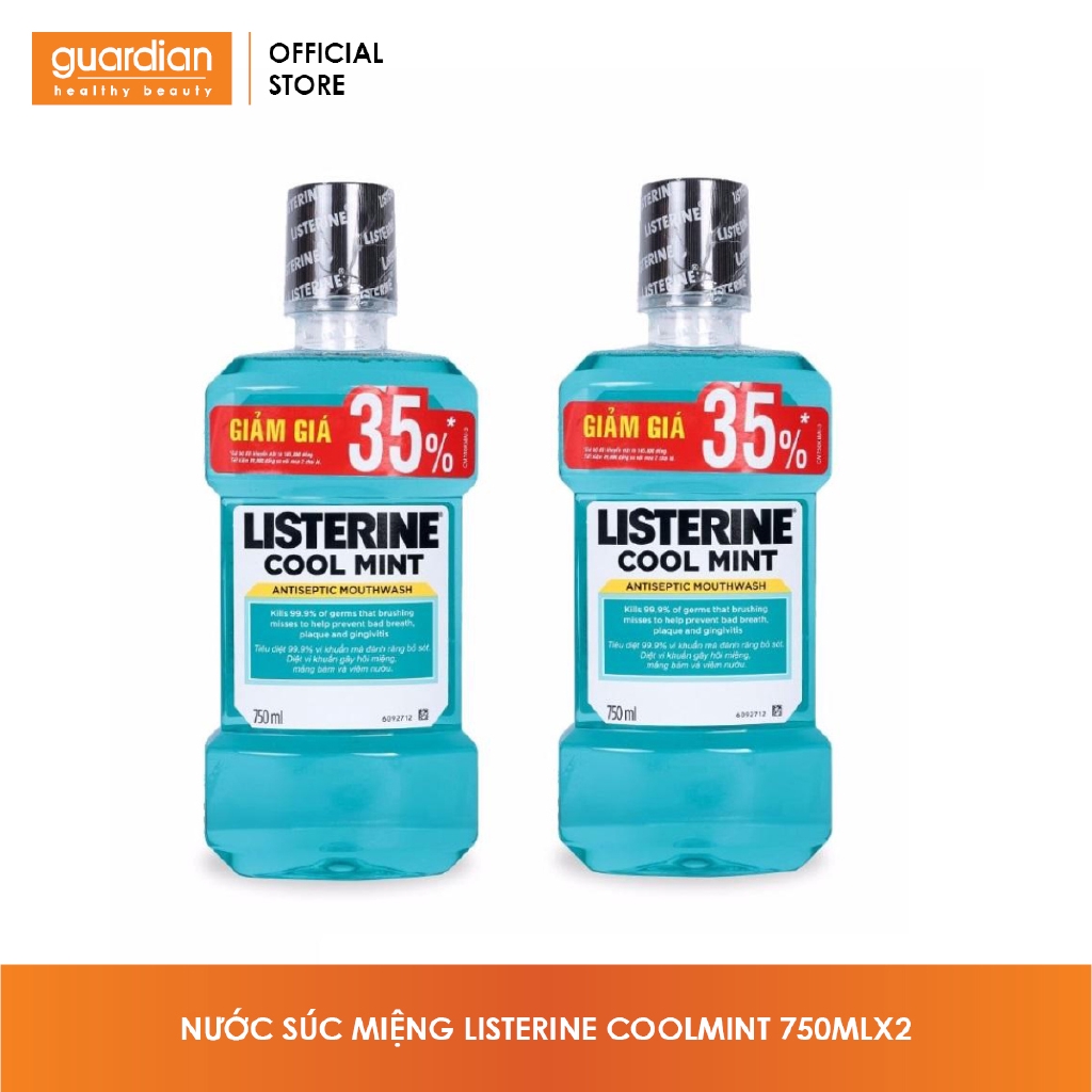 Combo 2 Nước Súc Miệng Hương Bạc Hà Listerine Cool Mint (750ml/Chai)