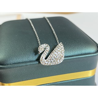 Dây chuyền Thiên Nga Swarovski  pha lê trắng dây bạc Ý xi kim. Bảo hành trọn đời dây bạc