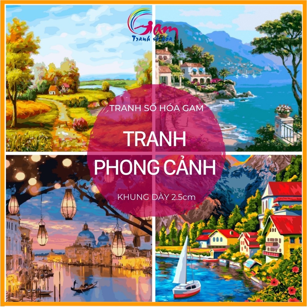 Tranh tô màu số hóa GAU 🎨CHUẨN MÀU🎨 phong cảnh đẹp hot nhất