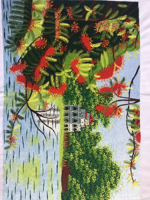 Tranh thêu tay phong cảnh Hồ Gươm 35x50cm HG002