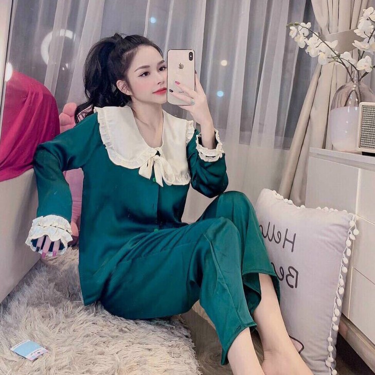 Bộ Lụa Pijama Tay Dài Tiểu Thư Cao Cấp 💖Freeship - Ảnh Thật💖 Đồ Ngủ Nữ Đẹp | BigBuy360 - bigbuy360.vn