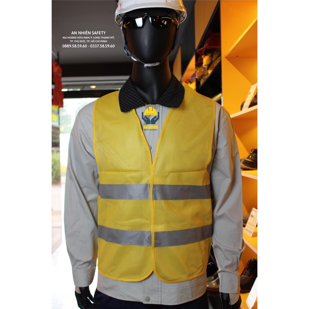 Áo lưới bảo hộ, áo lưới lao động phản quang 5cm hàng vải cao cấp sử dụng cho công trình xây dựng.
