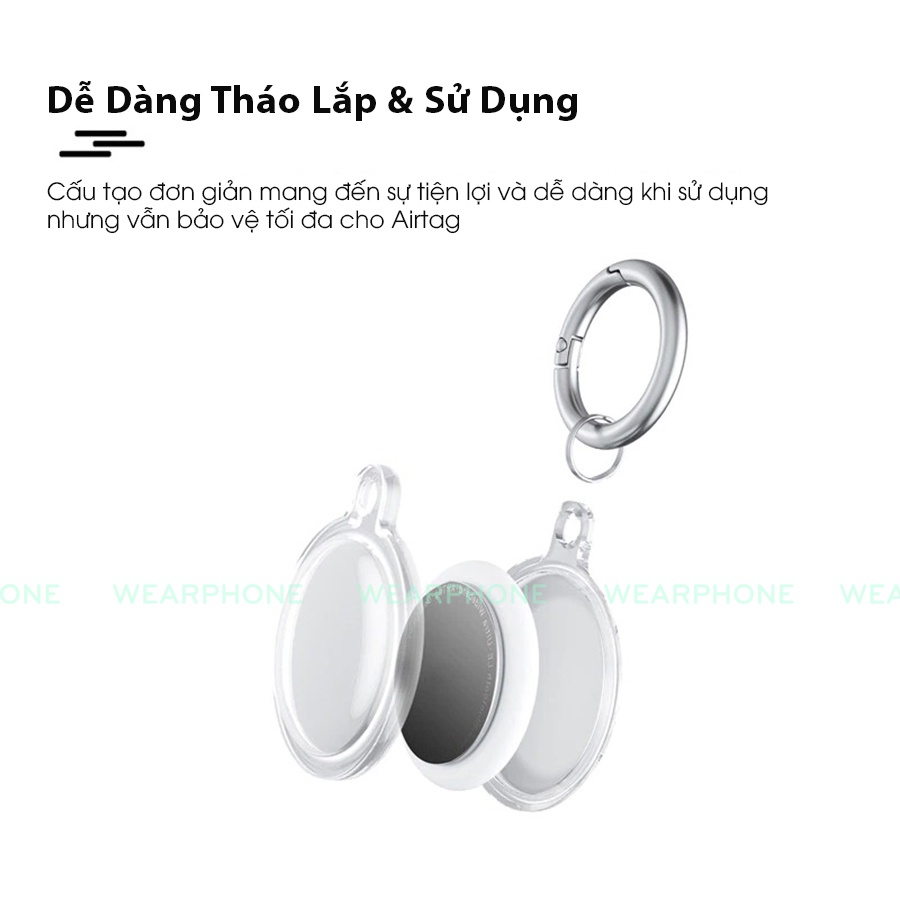 Dây đeo Airtag Móc khoá Air tag Silicon trong suốt bao full airtag bảo vệ thiết bị chống va đập Wearphone