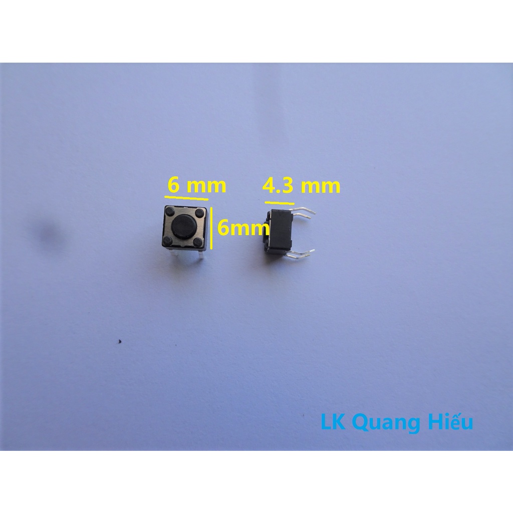 Nút nhấn 4 chân 6x6x4.3mm chất lượng cao chân đồng DIP