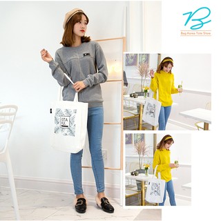 Túi vải tote nữ Hàn Quốc chất cotton dày dặn có nút bấm