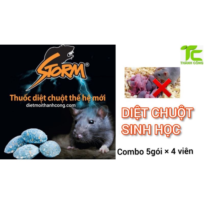 Thuốc diệt chuột Storm combo 5 gói 1 gói 4 viên(rẻ vô địch)