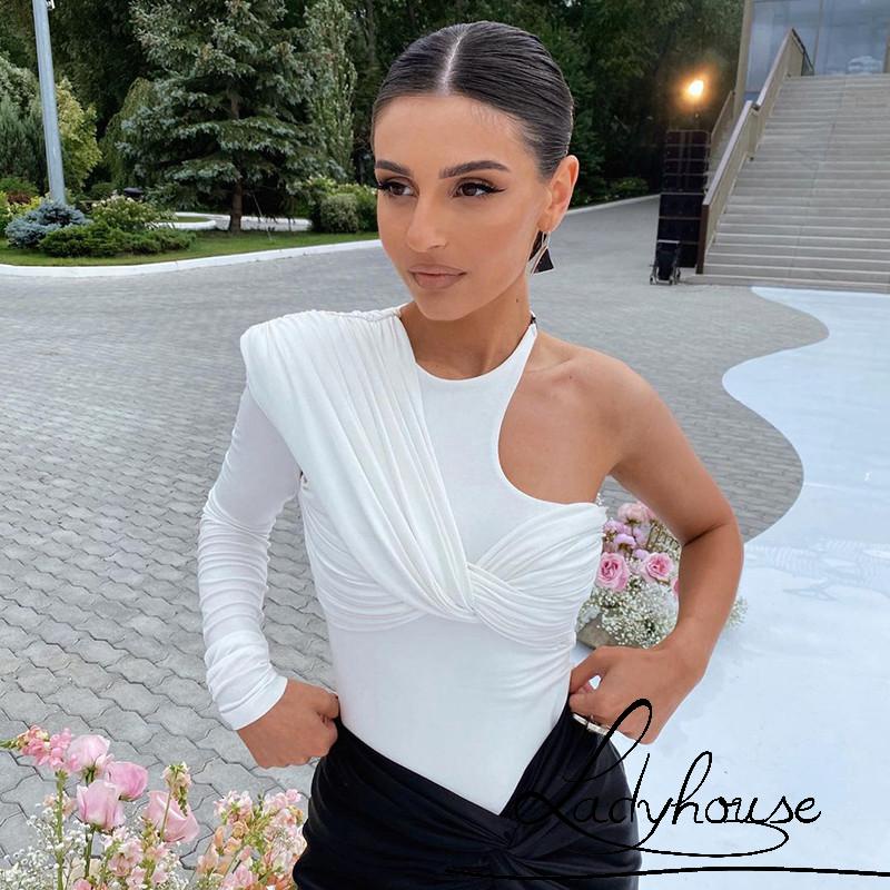 Bộ áo liền quần một dây tay dài màu trơn thời trang cho nữ | BigBuy360 - bigbuy360.vn