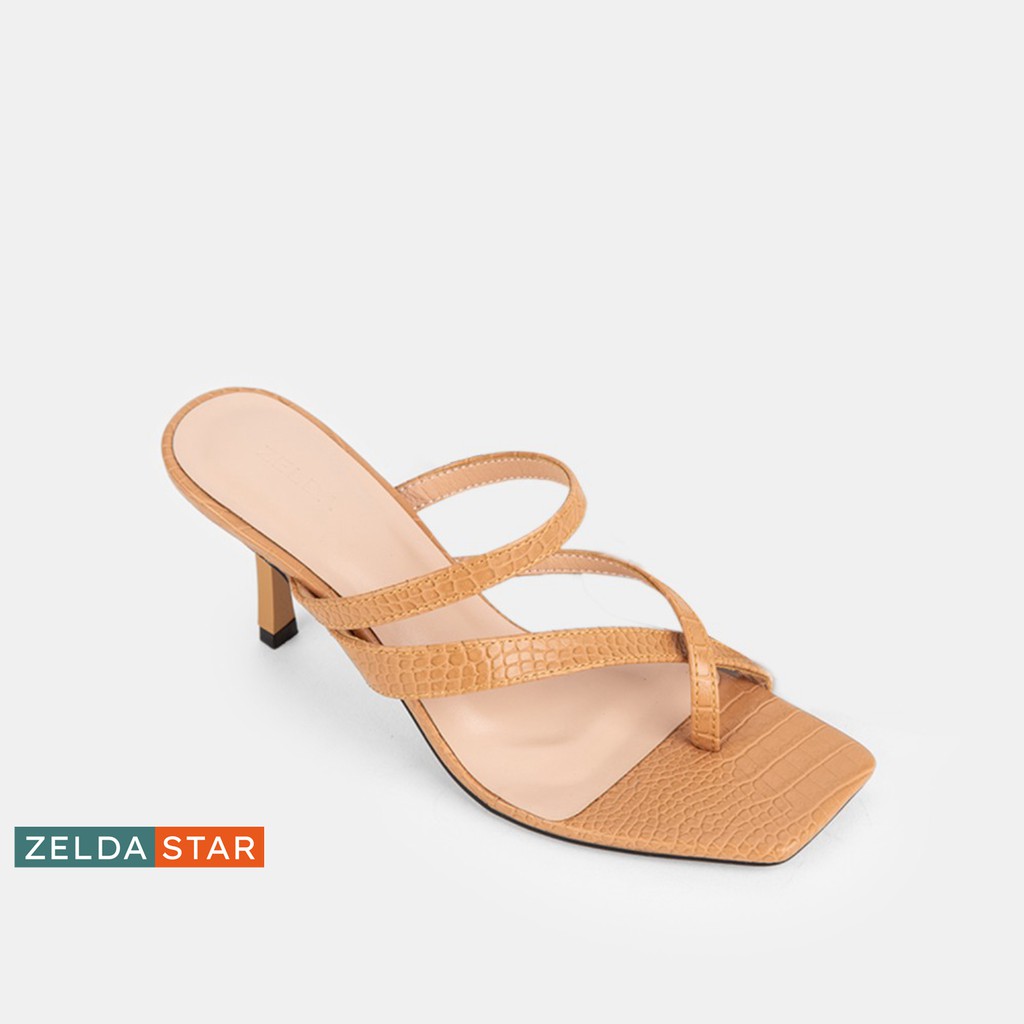 Guốc Zelda Star mũi vuông gót cao 7cm quai mảnh phối chéo - GN010820