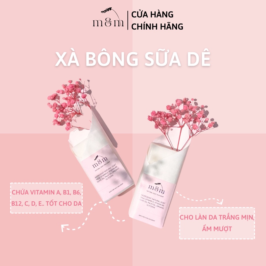 Xà Bông Sữa Dê Hữu Cơ M&M, Handmade, Tắm Trắng Da, Sáng Da, Giảm Thâm, Xà Phòng Giảm Mụn Lưng Thoáng Lỗ Chân Lông