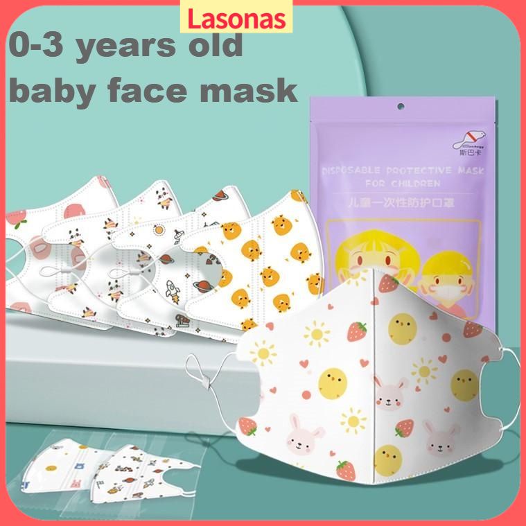 Set 10 Khẩu Trang 3D Sử Dụng Một Lần Dành Cho Trẻ Em 1 Tuổi Từ 0-3 Tuổi 000 Tuổi