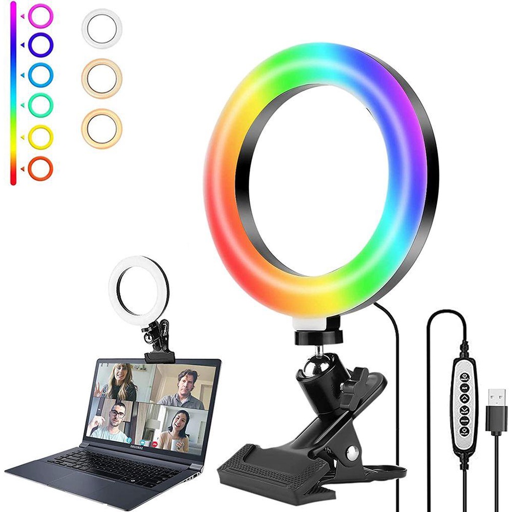 BTLIMER Vòng Đèn Led 6 inch 3 Chế Độ 33 RGB Kèm Giá Đỡ Cho YouTube TikTok