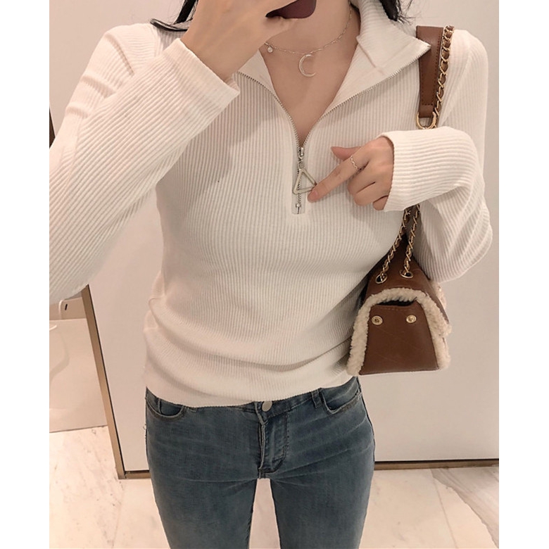 Áo Len Tay Dài Cổ Lọ Khóa Kéo Thời Trang Cho Nữ | BigBuy360 - bigbuy360.vn