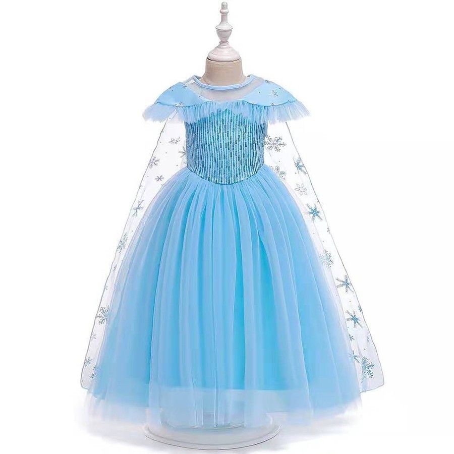 Váy elsa. Đầm hóa trang công chúa frozen 2 màu xanh dương cho bé gái