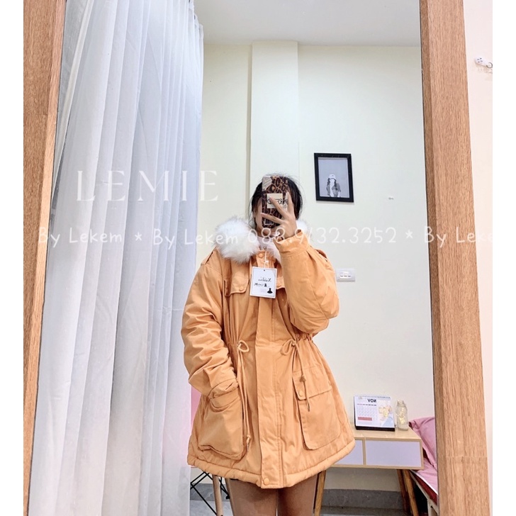 ÁO PARKA KHOÁC DÁNG TRÙM MÔNG QUẢNG CHÂU CHẤT PHAO KAKI LÓT LÔNG Lekemqc