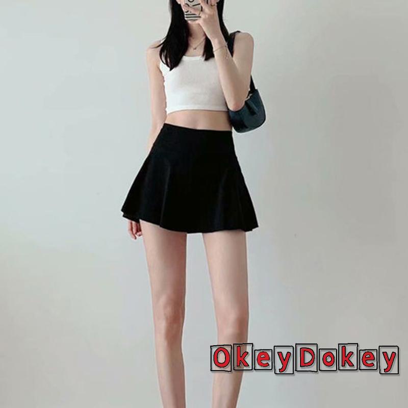 Chân Váy Ngắn Lưng Cao Màu Trơn Xẻ Tà Thời Trang Cho Nữ