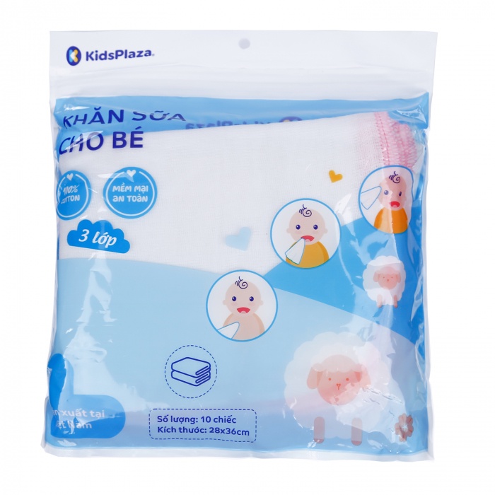 Set 10 khăn sữa cho bé xuất Nhật Kids Plaza 2 lớp/3 lớp/ 4 lớp