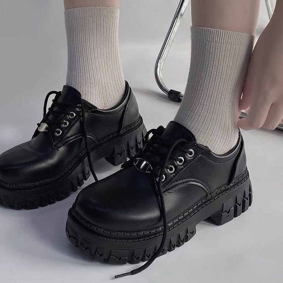 Giày Boots Nữ Trơn Cổ Thấp Ulzzang Đế Bánh Mì Phong Cách Hàn Quốc