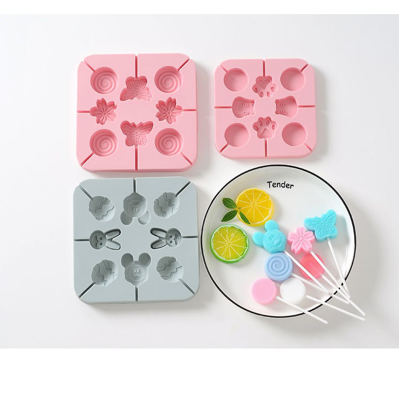 Khuôn silicon làm kẹo mút 8 ô