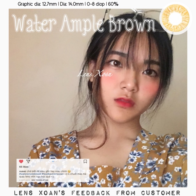 Áp tròng WATER AMPLE BROWN- LENS ME ( LENS XOẮN): NÂU VÀNG TÂY VỪA MẮT