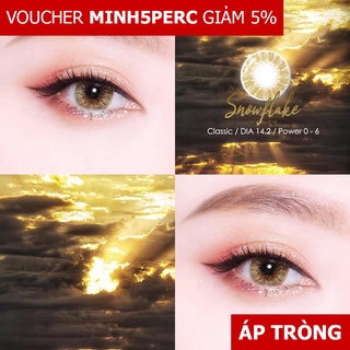 [GIÁ TỐT] Contact Lens Snowflake Brown (Cận 0-6) - Kính áp tròng NÂU Giãn nhỏ (GDia 14.0) - đeo 8h/ngày - HSD 6 THÁNG