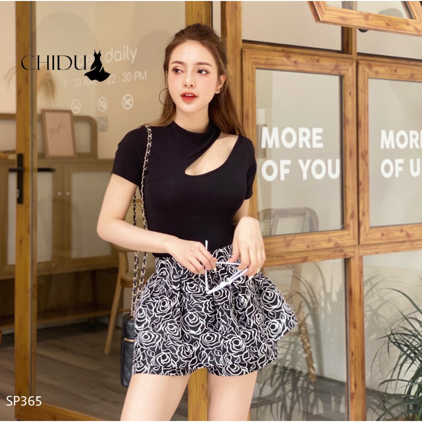 [Mã FAMAYWA giảm 10K đơn 50K] CHIDU Áo thun ngắn tay cổ khoét, áo thun nữ ngắn tay cá tính SP365 | BigBuy360 - bigbuy360.vn