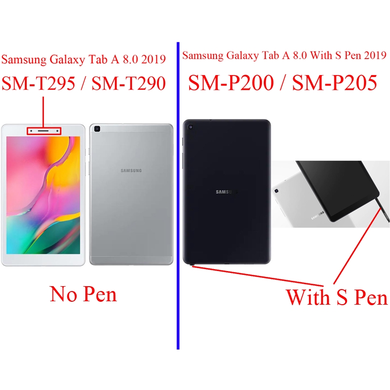 Bao da bảo vệ Samsung Galaxy Tab A 8.0 có khe gắn bút cảm ứng 2019 SM-P200 P205 / Tab A8 8 inch SM-T295 T290