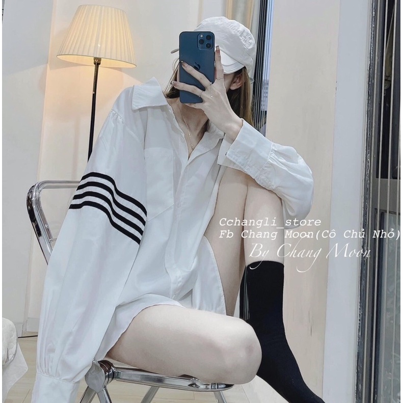 Áo Sơ Mi 3 Sọc Tay Phong Cách Hàn Quốc Hot Trend 2022- Áo Sơ Mi Dáng Dấu Quần Ullzang