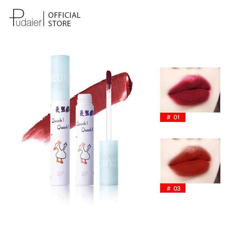 Son tint Pudaier hiệu ứng nhung mờ 6 màu tuỳ chọn trang điểm dễ thương 20g
