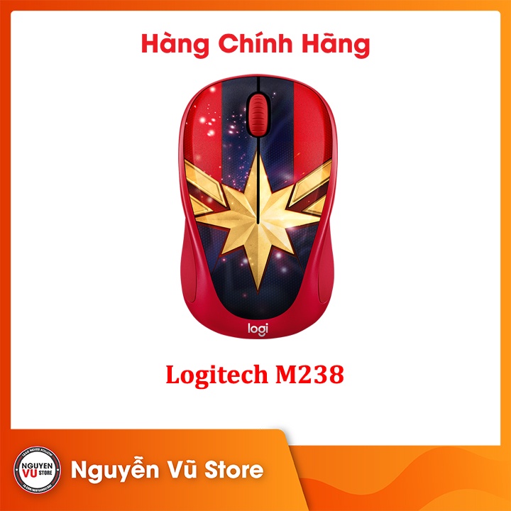 Chuột không dây Logitech M238 Captain Marvel - Hàng Chính Hãng