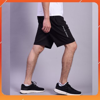 Quần short thể thao nam đen, vải thun co dãn 4 chiều