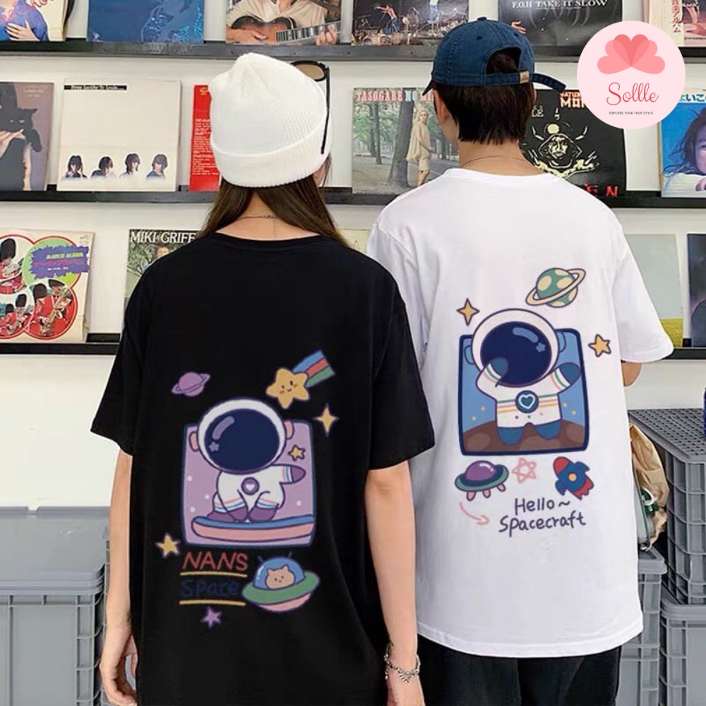 Áo thun unisex SPACE basic TEE phom rộng tay lỡ dành cho nam nữ oversize cotton Sollle