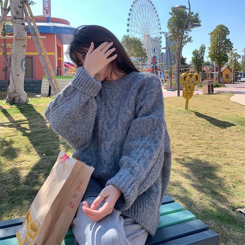 Áo len thừng 2 màu xám trắng