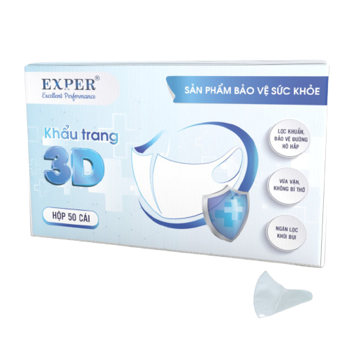 Khẩu trang y tế 3D Nhật EXPER loại khẩu trang y tế kháng khuẩn lọc bụi mụn hộp 50 cái Exper Store