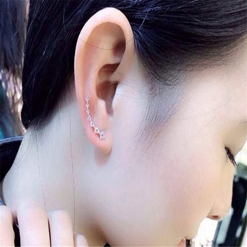 Bông tai kiểu móc kẹp đính kim cương giả & đá zircon lấp lánh