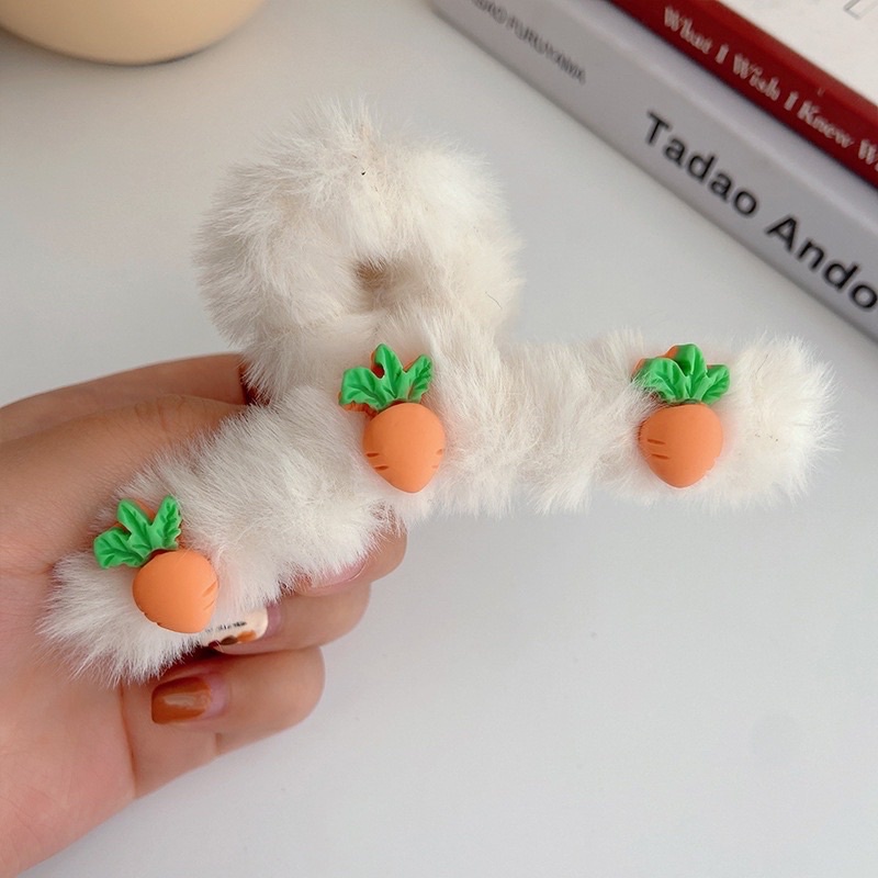 Kẹp tóc hình cá mập phủ lông dễ thương thời trang thu đông cho nữ