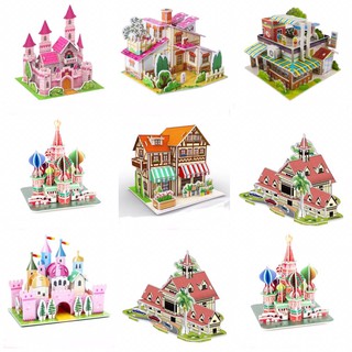 Mô hình lắp ghép giấy 3D hình nhà cửa